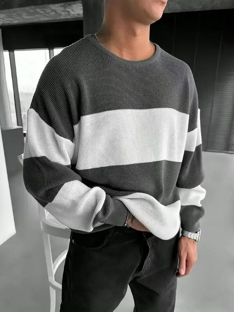 Men's Colour-Block Striped Sweater
