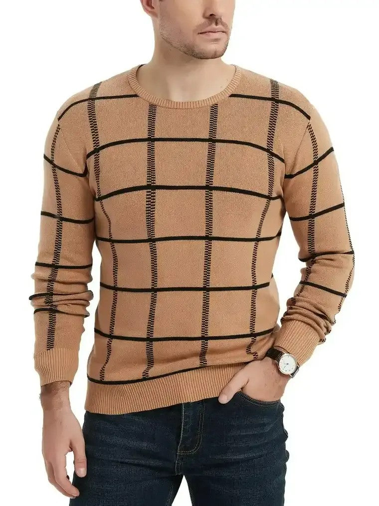 Men's Crewneck Plaid Sweater