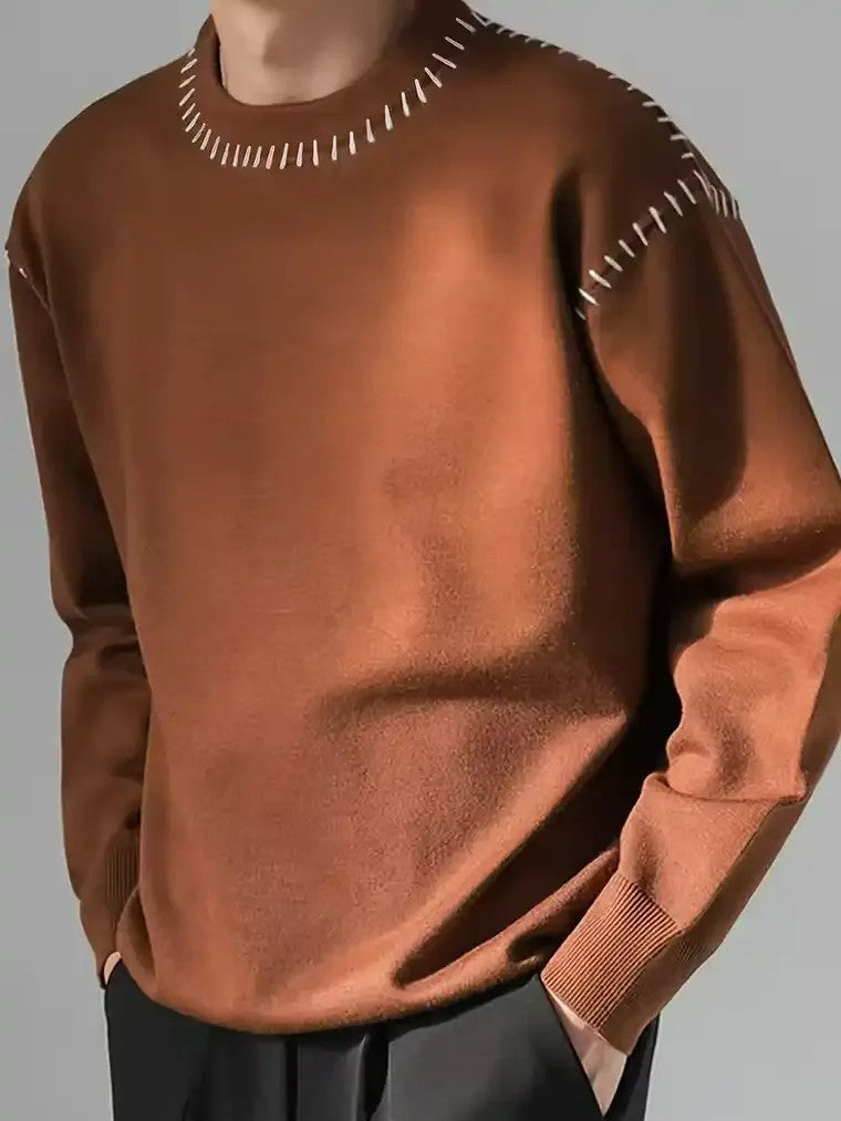 Men's Crewneck Sweater with Contrast Stitch