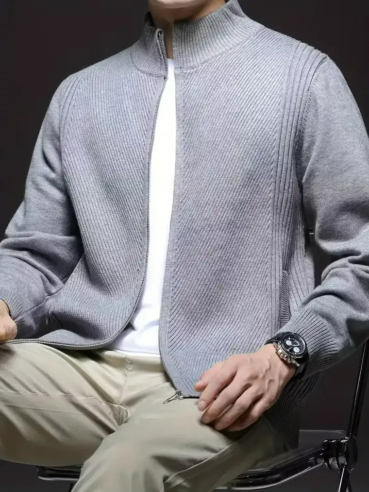 Men's Full-Zip Mock Collar Cardigan