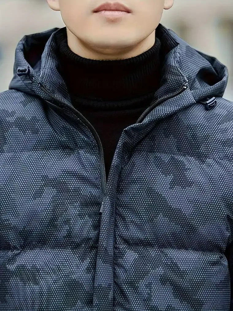 Men's Geometric Camouflage Puffer Jacket