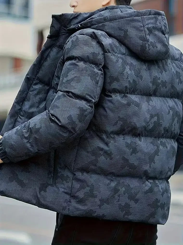 Men's Geometric Camouflage Puffer Jacket