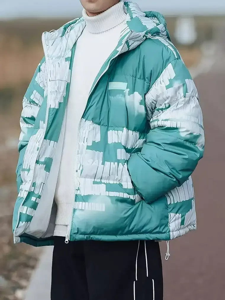 Men's Hooded Quilted Jacket with Full-Zip Front