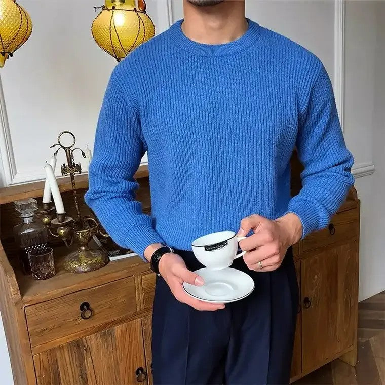Men's Long Sleeves Ribbed Knit Sweater