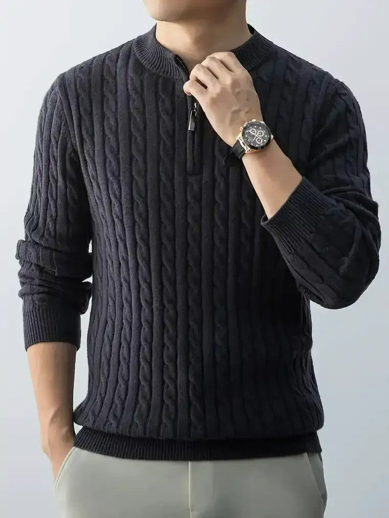 Men's Mock Neck Quarter-Zip Sweater