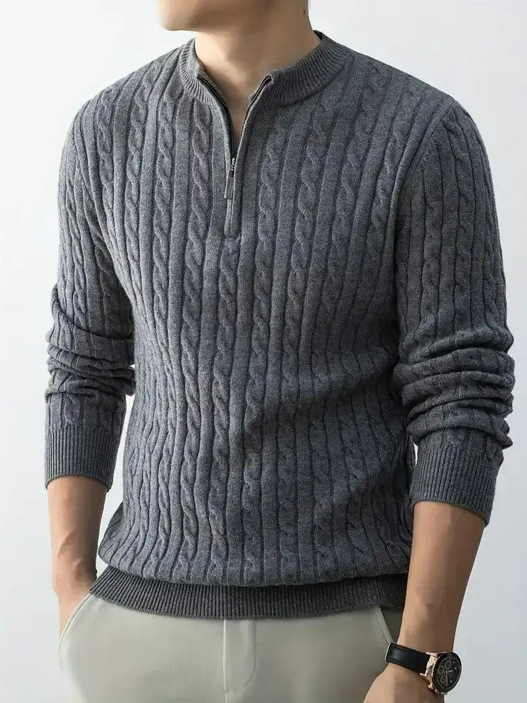 Men's Mock Neck Quarter-Zip Sweater