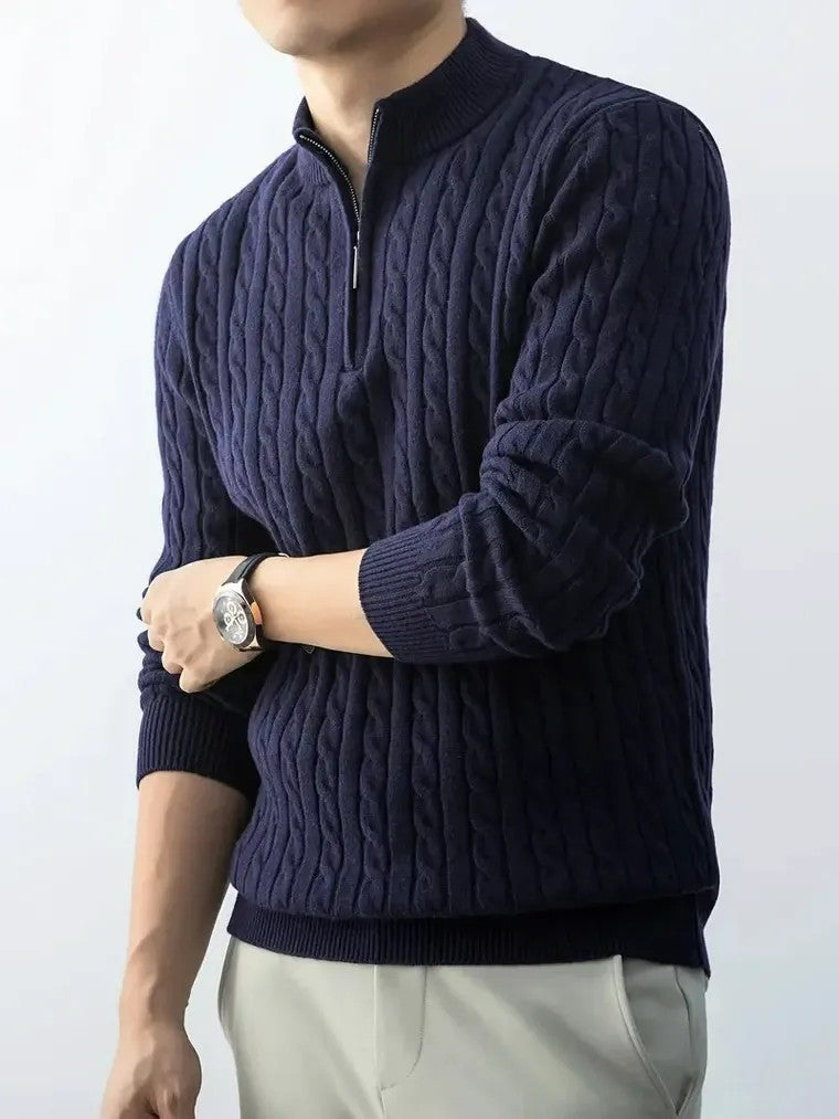 Men's Mock Neck Quarter-Zip Sweater