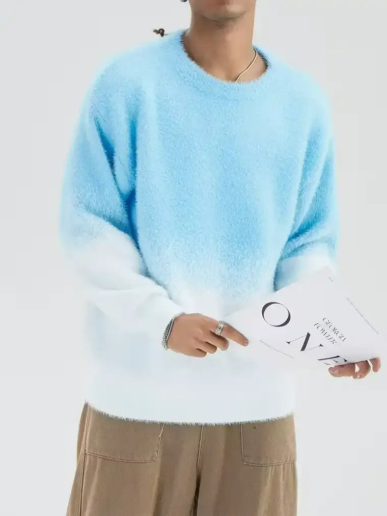 Men's Ombre Gradient Crewneck Sweater