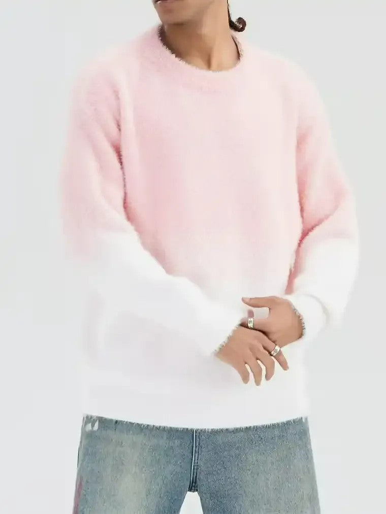 Men's Ombre Gradient Crewneck Sweater