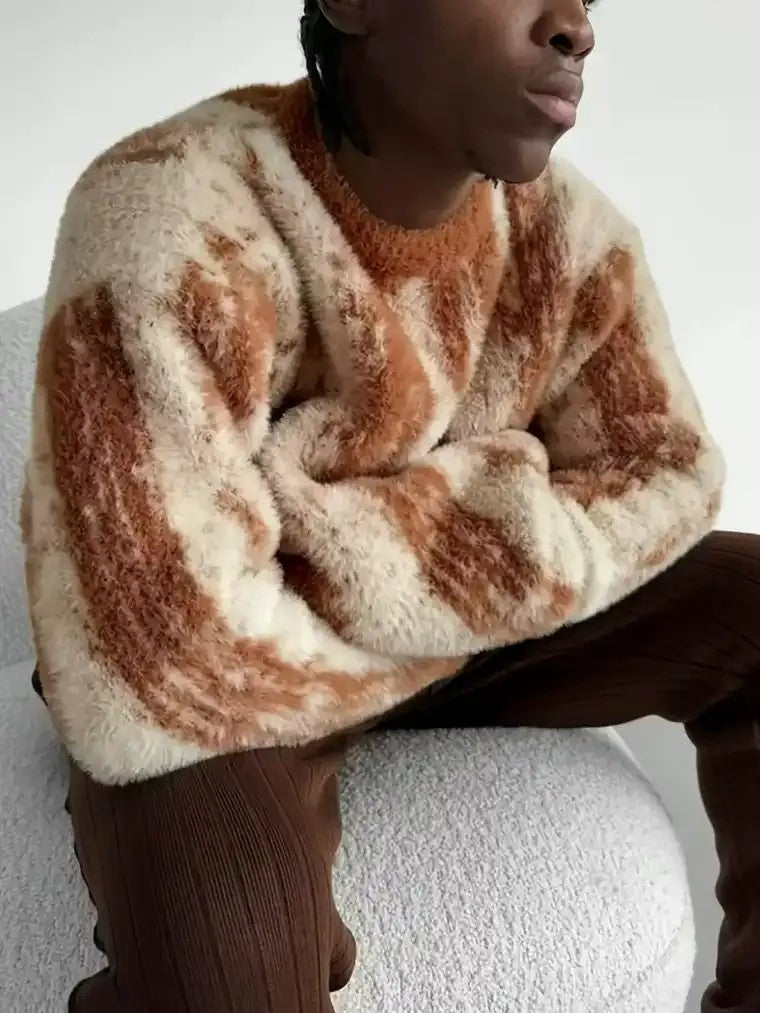 Men's Oversized Brushstroke Stripe Sweater