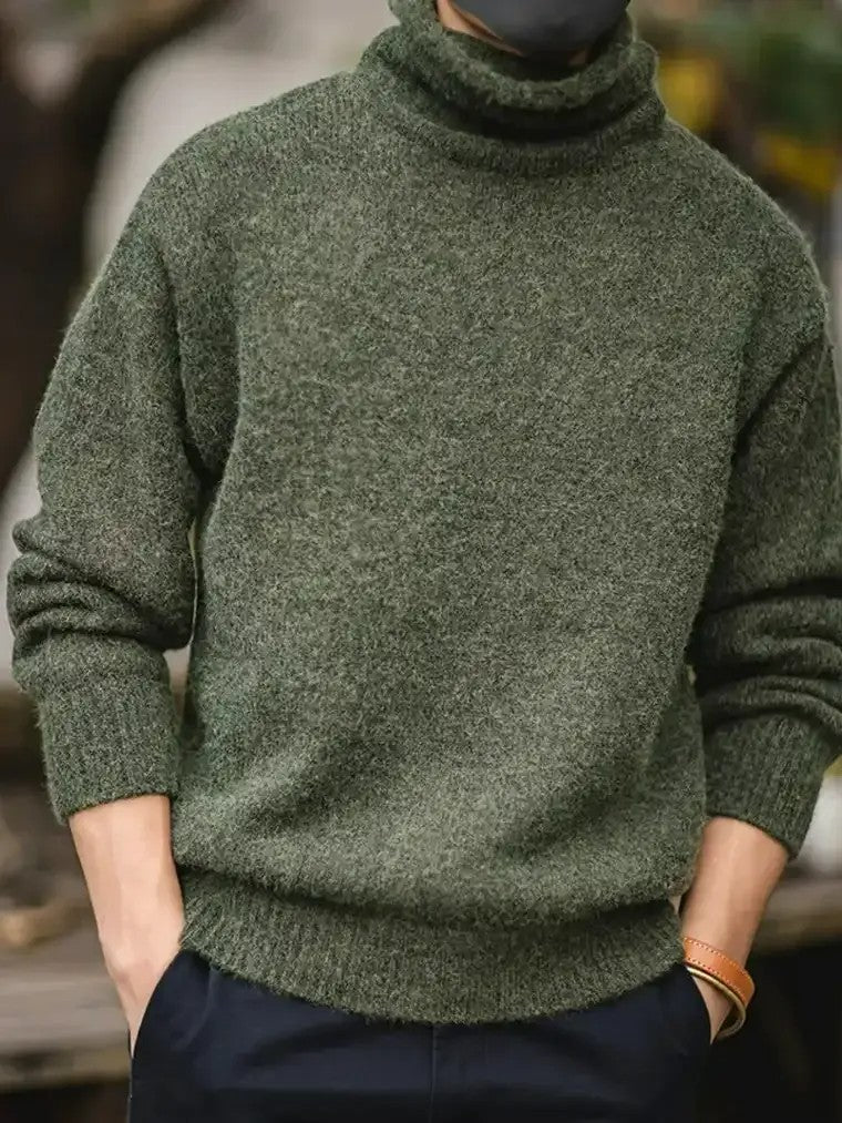Men's Oversized Marled Turtleneck Sweater