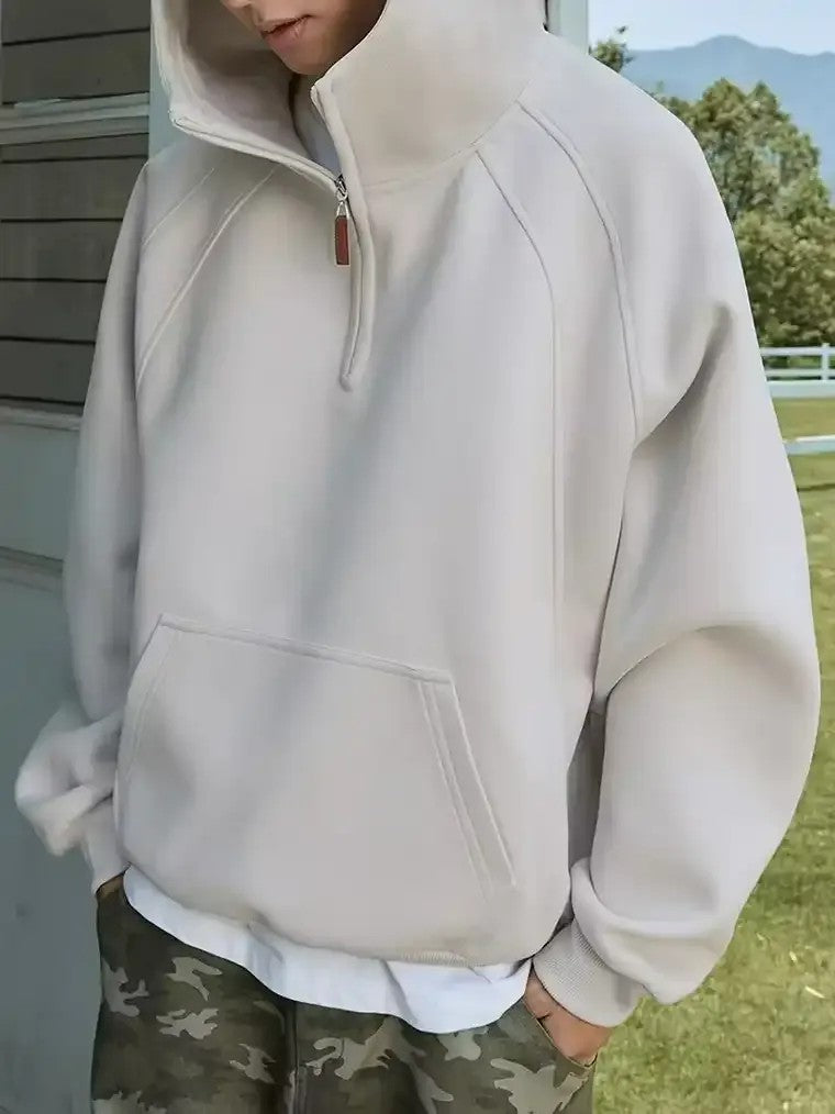 Men's Oversized Quarter-Zip Hooded Sweater
