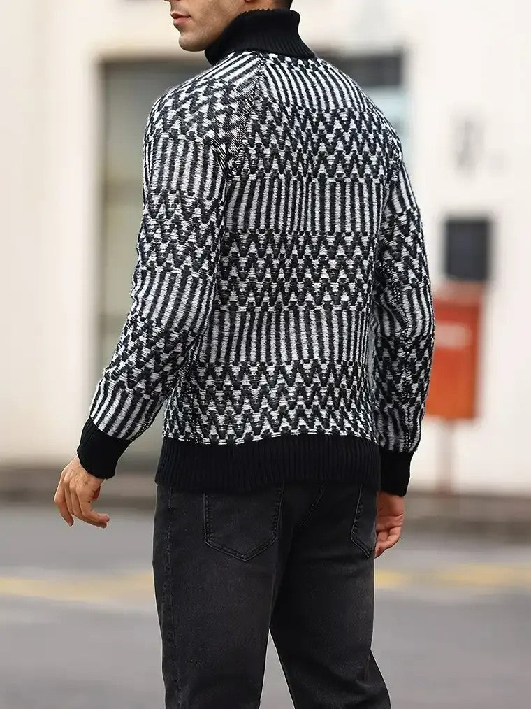 Men's Patterned Turtleneck Sweater