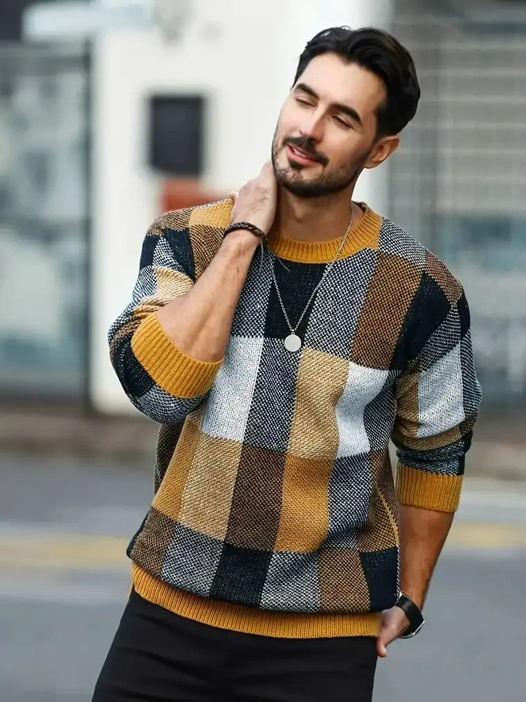 Men's Plaid Knit Sweater