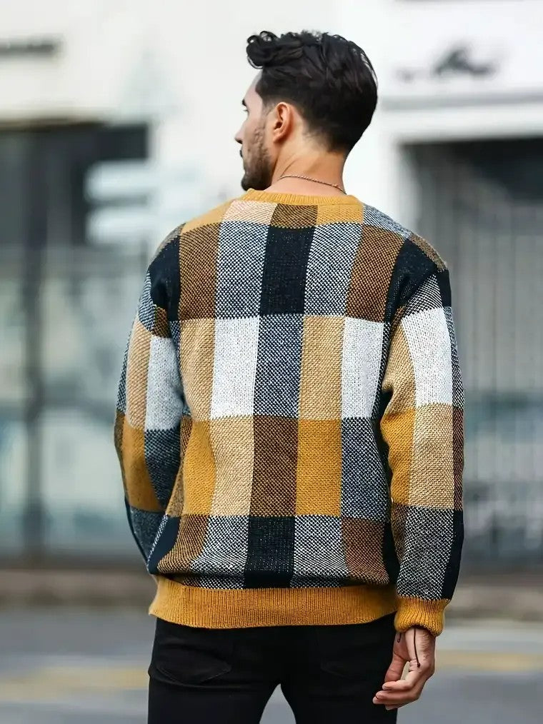 Men's Plaid Knit Sweater