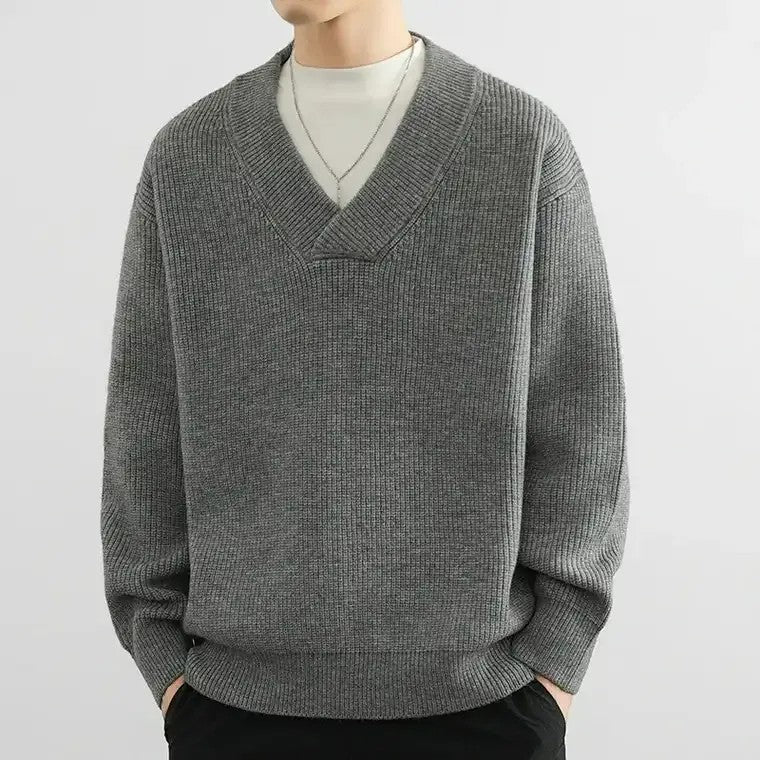 Men's Ribbed V-Neck Sweater
