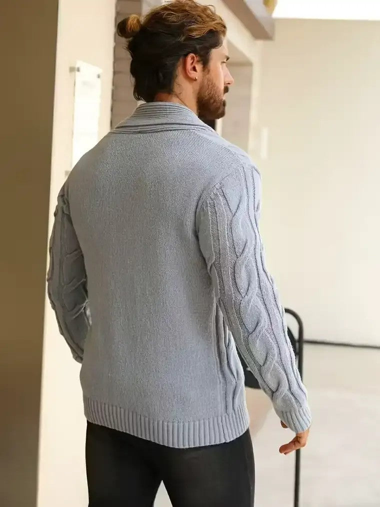 Men's Shawl Collar Button-Front Cardigan