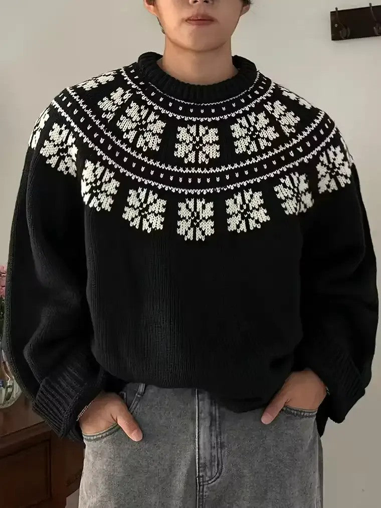 Men's Snowflake Patterned Knit Sweater