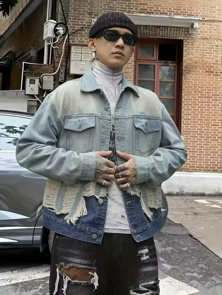 Men's Spliced Denim Jacket