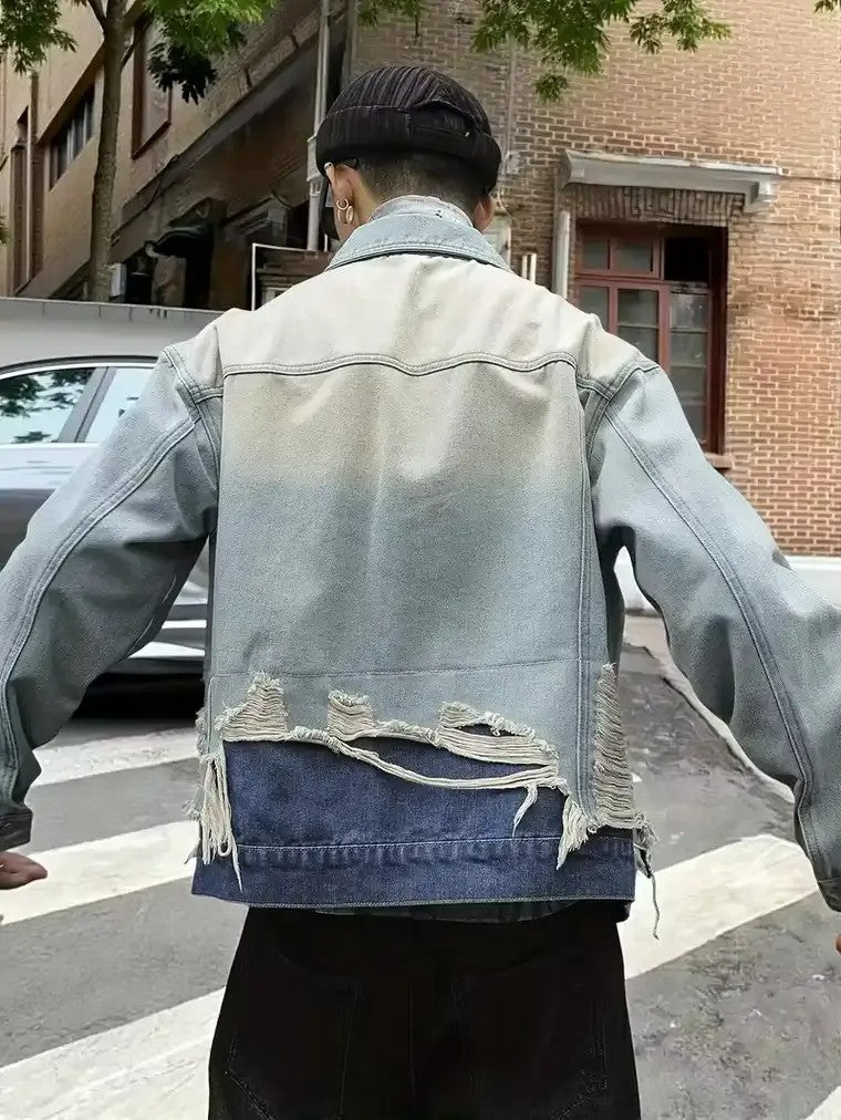 Men's Spliced Denim Jacket