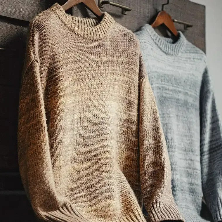 Men's Textured Marled Pattern Knit Sweater