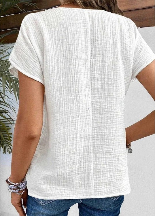 Women's Summer Blouse with Buttons and Collar