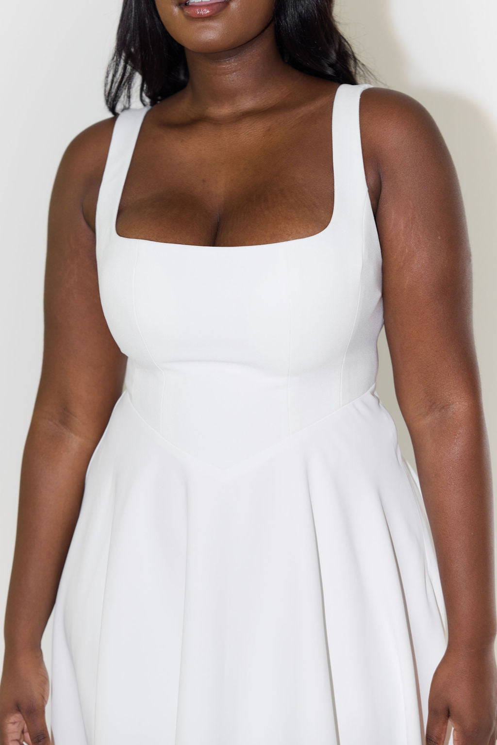 Women's Summer Midi Dress with Square Neckline and Sleeveless