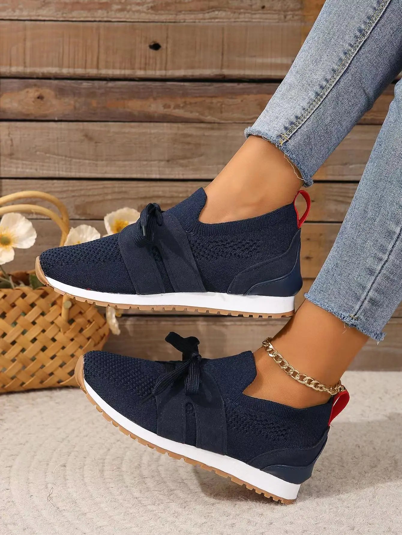 Women's Mesh Sneakers with Lace-Up