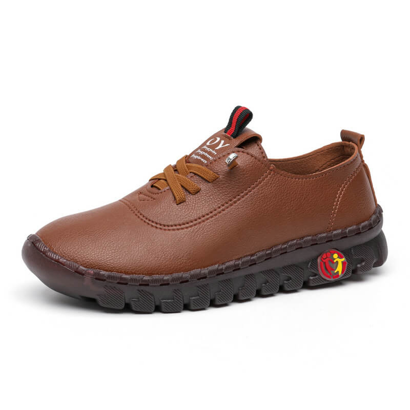 Women's All Season Vegan Leather Shoes with Treaded Soles and Lace-up