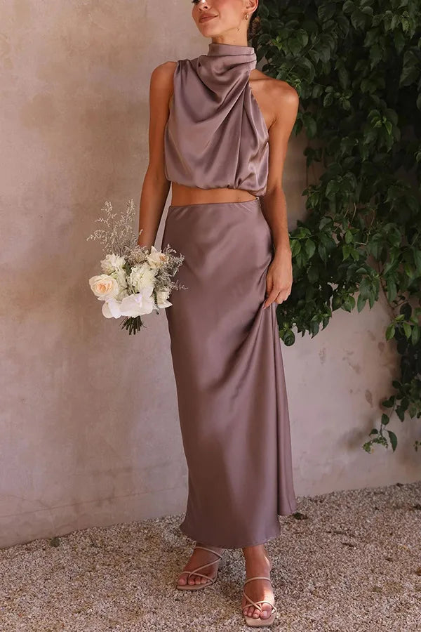Women's Summer Two Piece Formal Set with Smooth Fabric