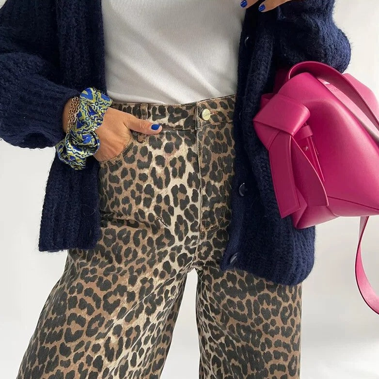 Women’s High-Waisted Leopard Print Trousers