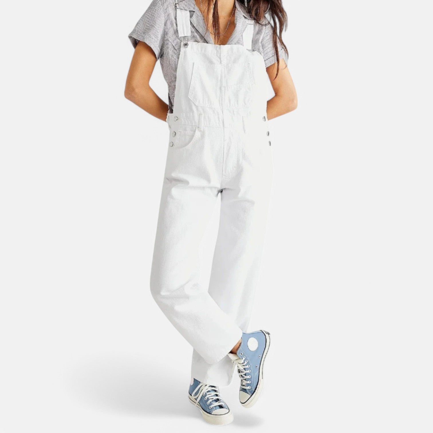 Women's Vintage Denim Jumpsuit with Pockets