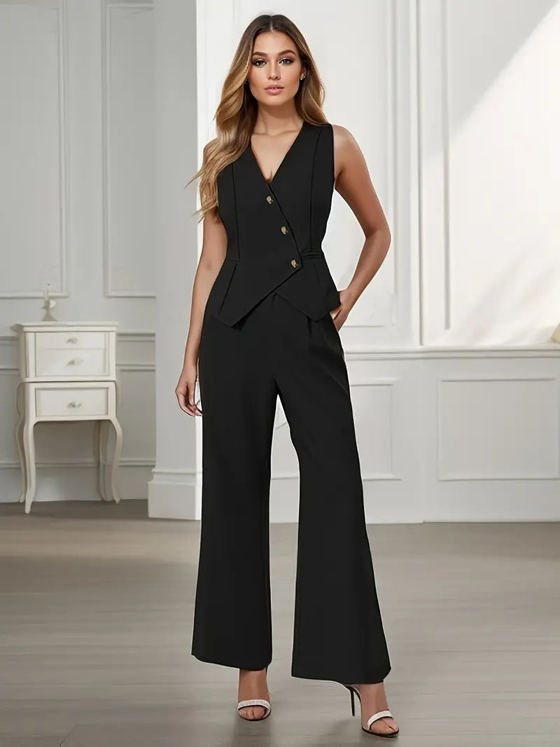 Women's Summer Two Piece Set with Asymmetric Style