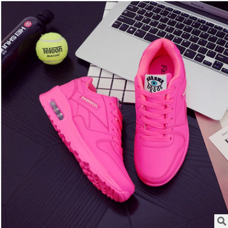 Women's All Season Sneakers with Air Cushion and Lace-up Closure