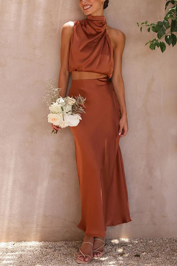 Women's Summer Two Piece Formal Set with Smooth Fabric