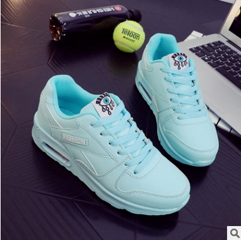 Women's All Season Sneakers with Air Cushion and Lace-up Closure