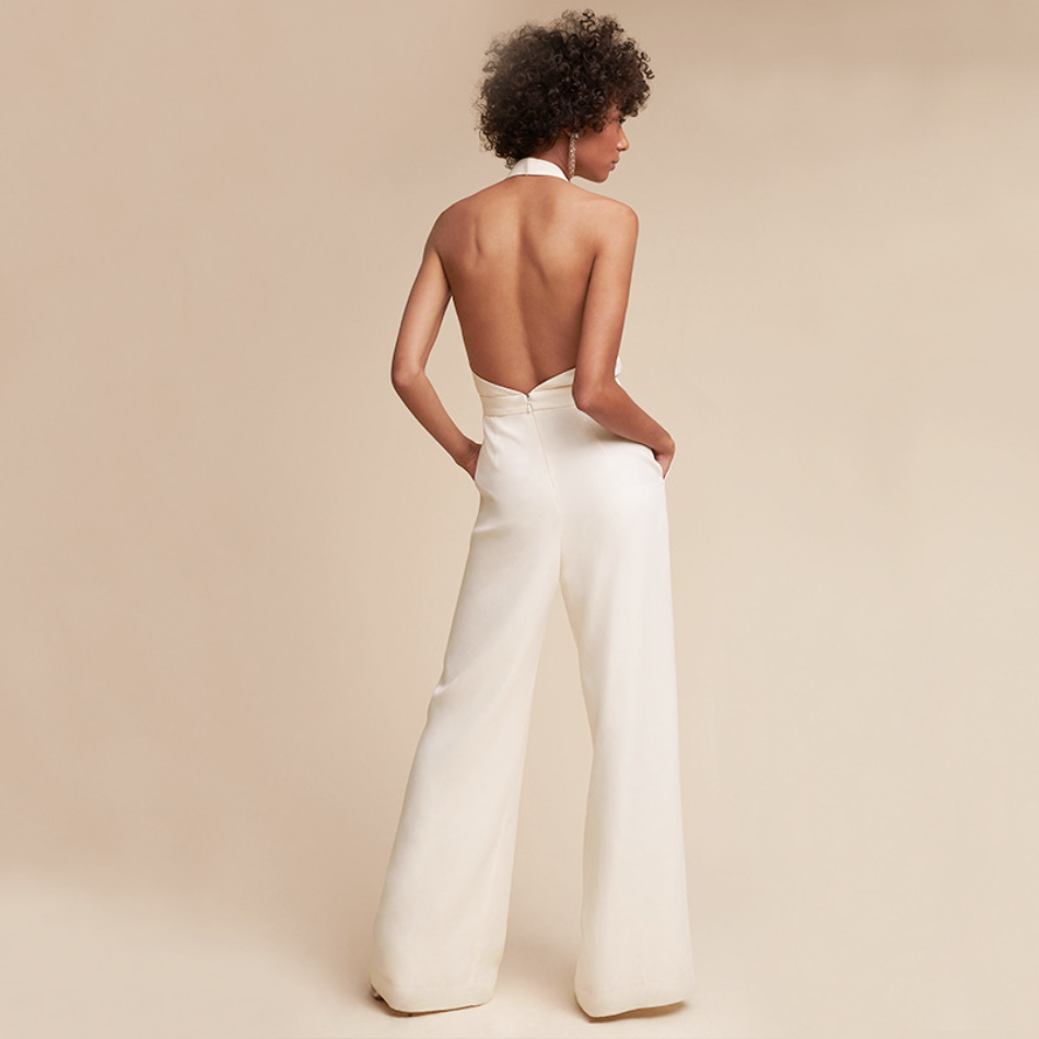 Women's Summer Jumpsuit with Deep V-neck and Sleeveless