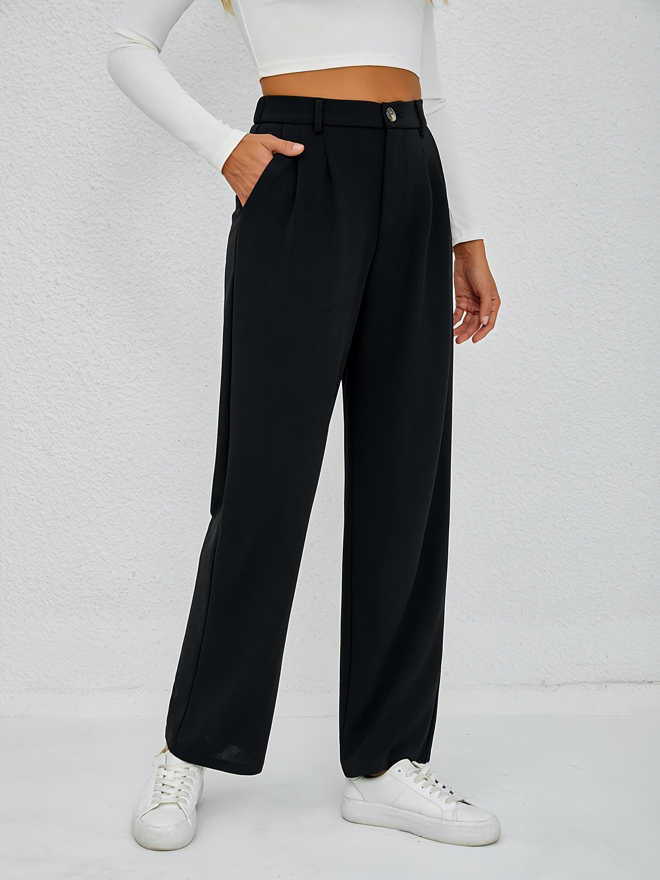 Women's High Waisted Trouser with Button Closure