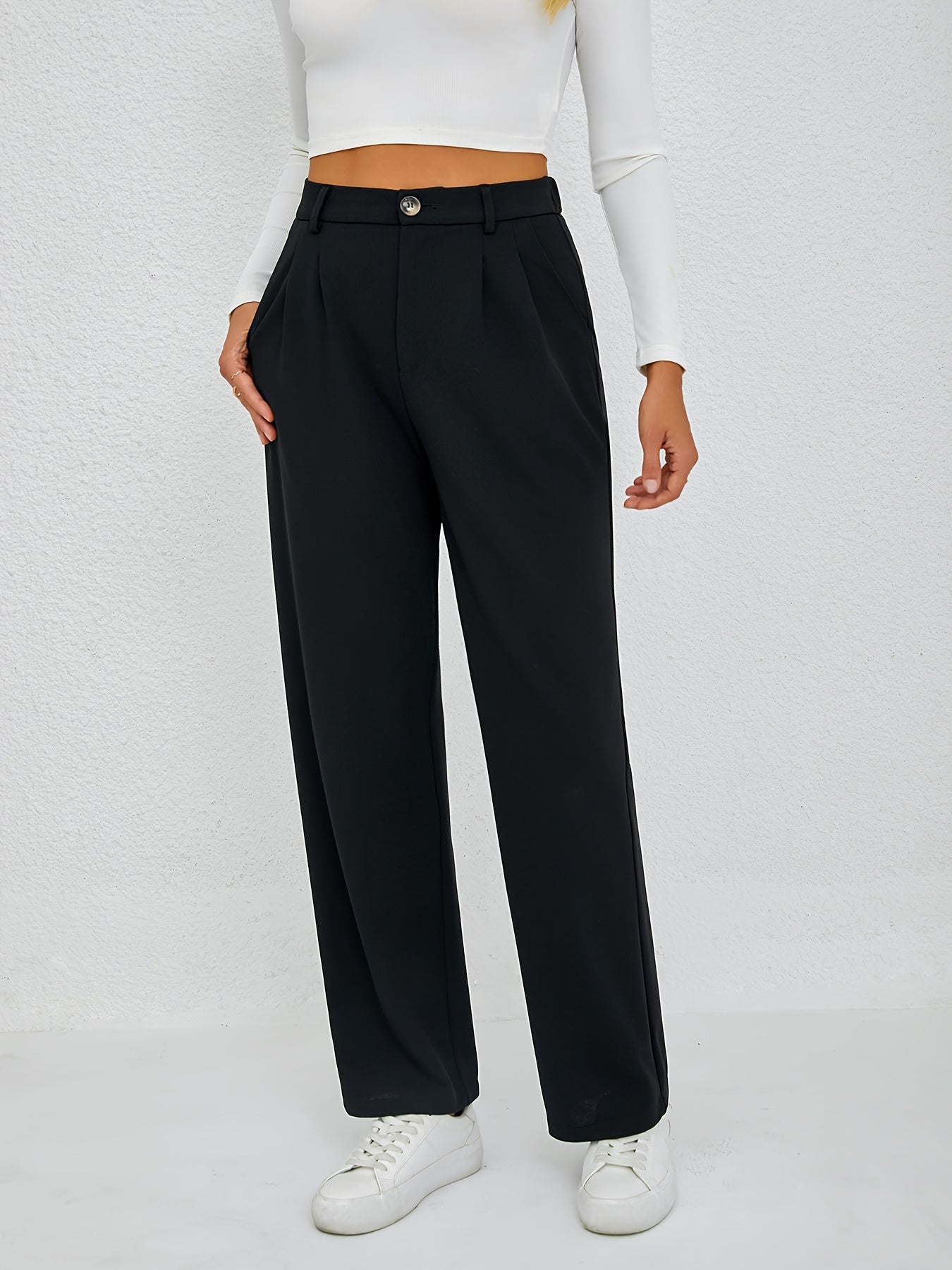 Women's High Waisted Trouser with Button Closure