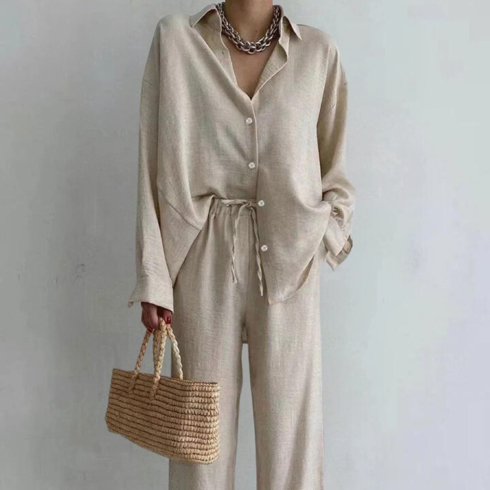 Women's Summer Two Piece Set with Smooth Fabric