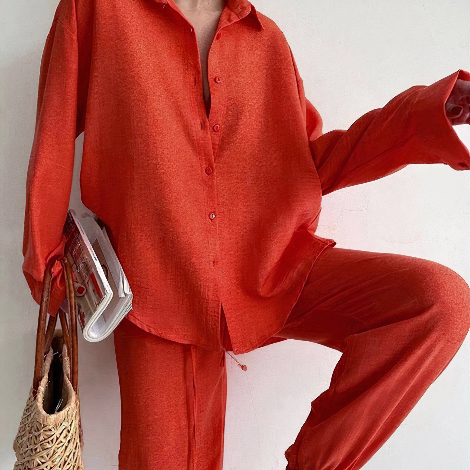 Women's Summer Two Piece Set with Smooth Fabric