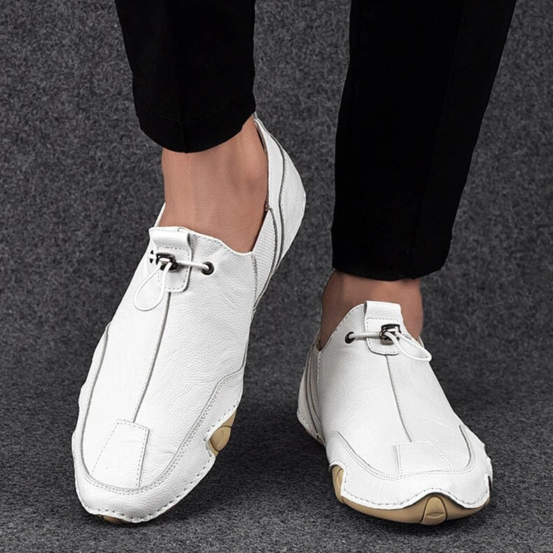 Men's Vegan Leather Loafers with Mesh Panel and Toggle Detail