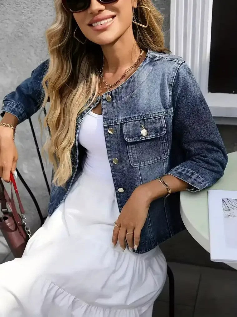 Women's Button-up Denim Jacket