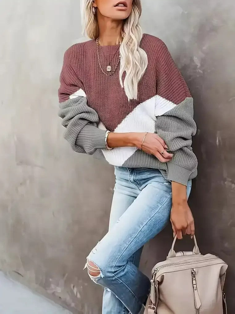 Women's Chevron Colour-Block Sweater