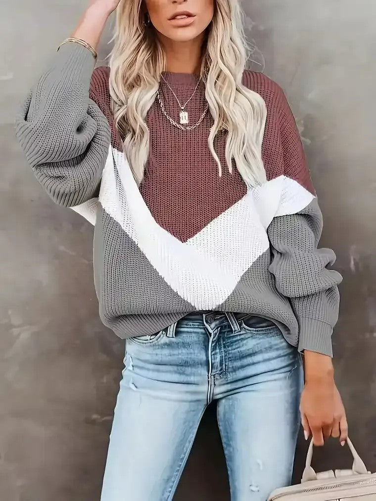 Women's Chevron Colour-Block Sweater