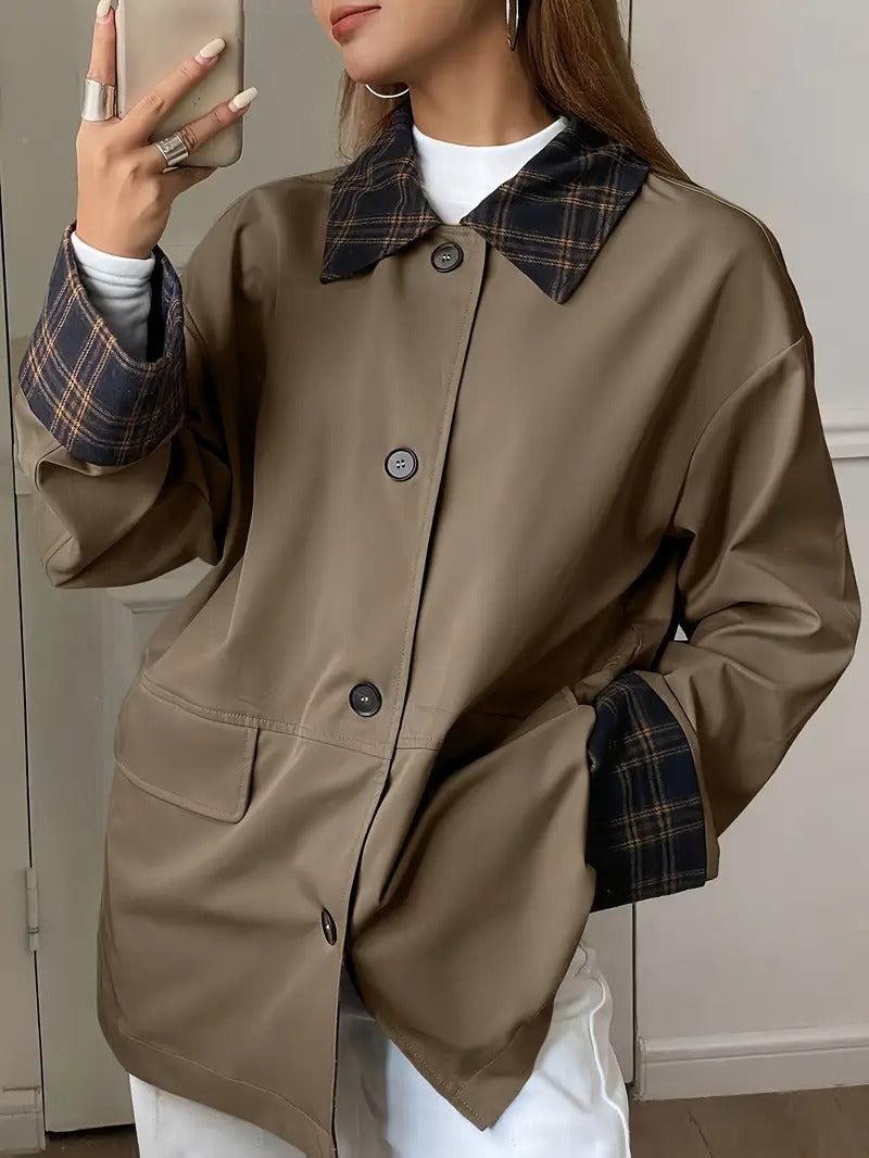 Women's Contrast Trim Button-Up Jacket