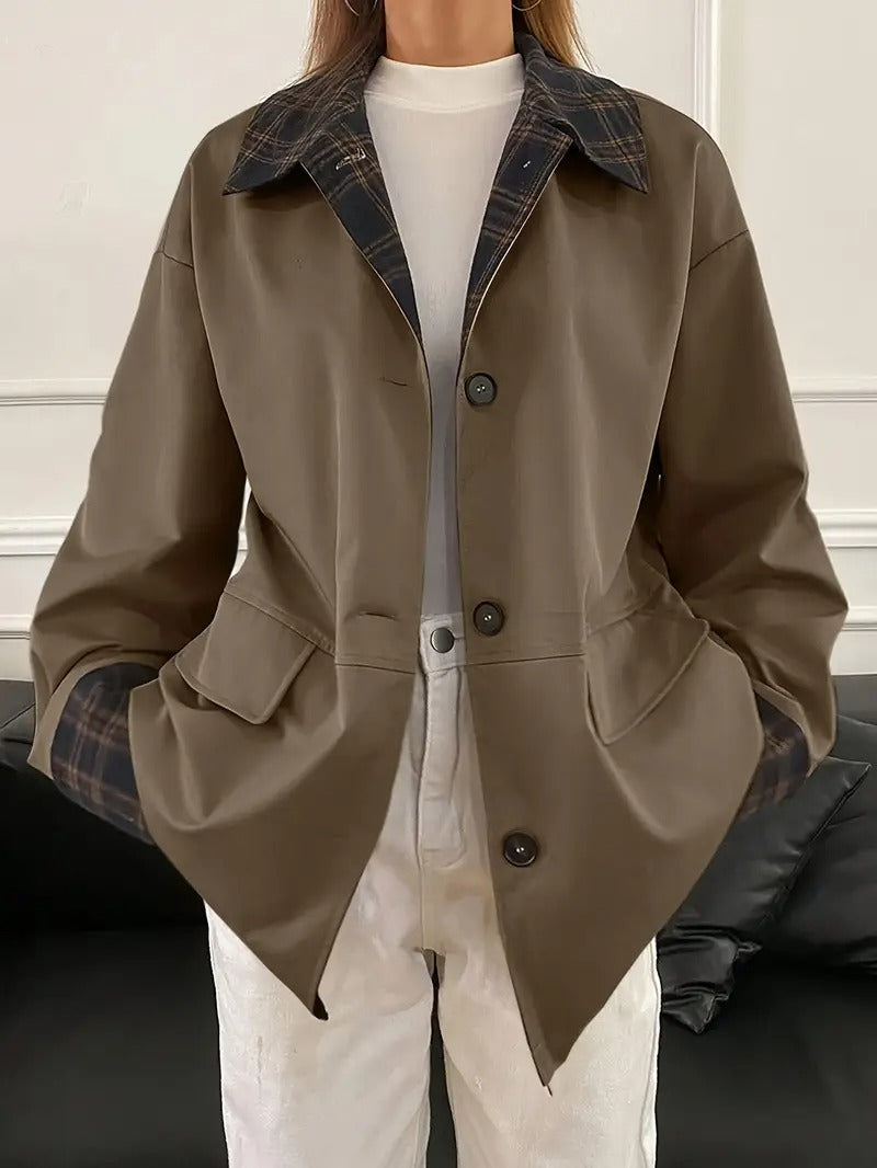 Women's Contrast Trim Button-Up Jacket