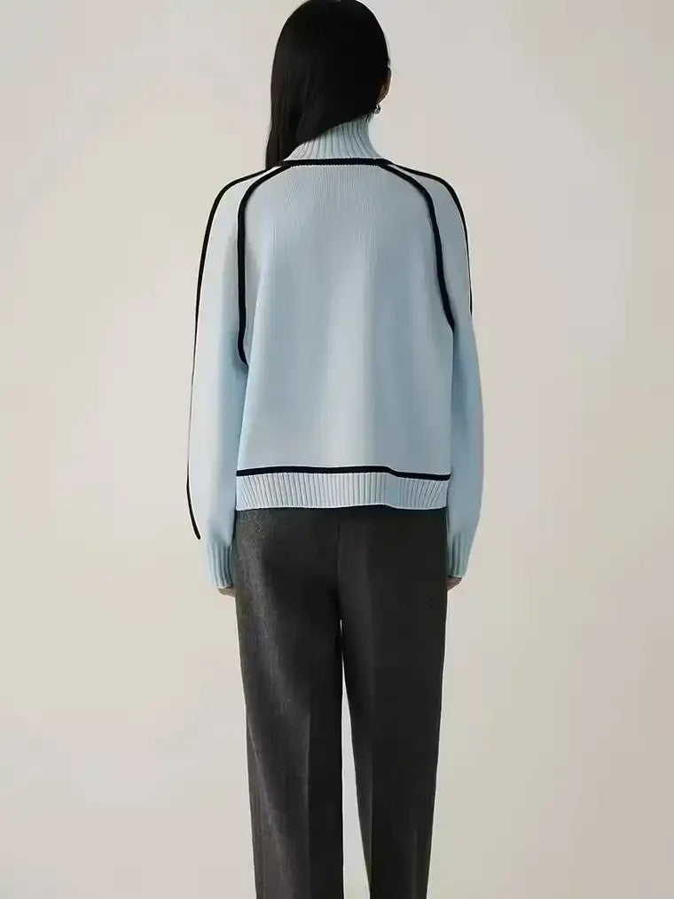 Women's Contrast Trim Turtleneck Sweater