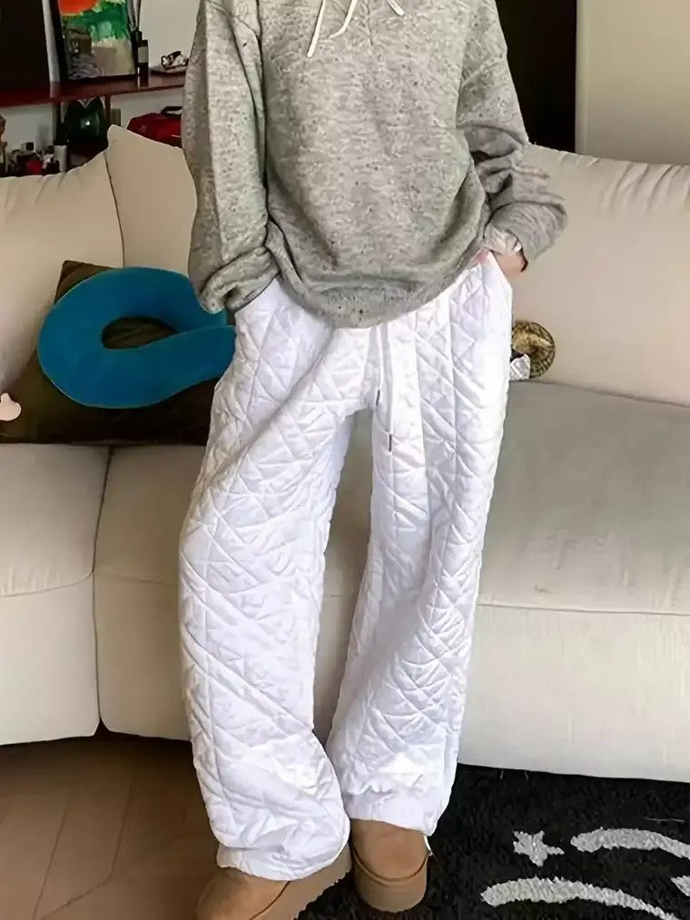 Women's Diamond Quilted Wide-Leg Trousers