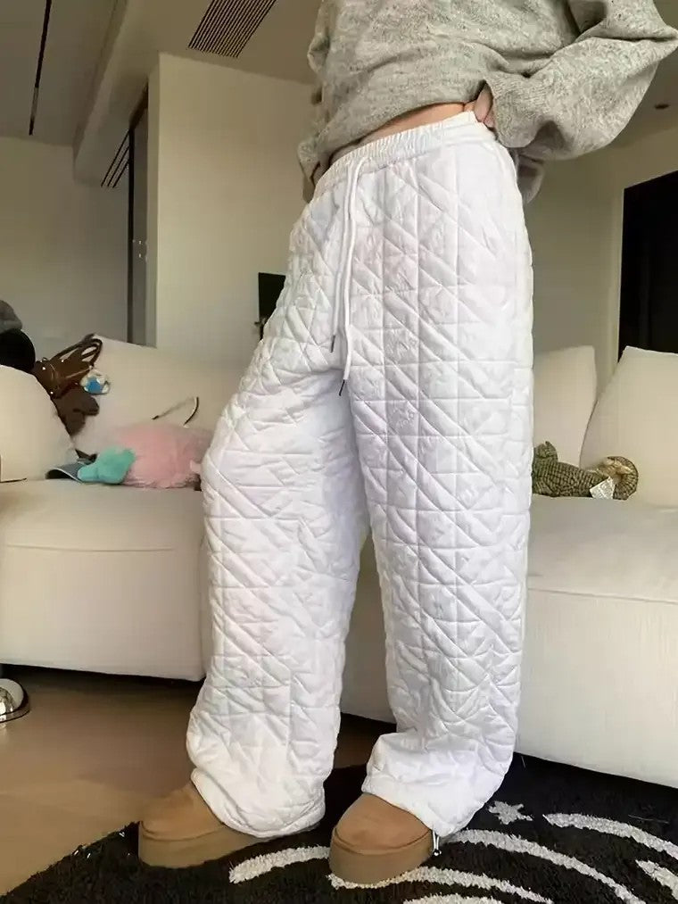 Women's Diamond Quilted Wide-Leg Trousers